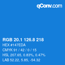 Color code: RGB 20.1 126.8 218 | qconv.com
