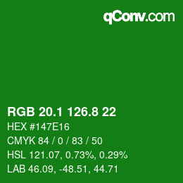 カラーコード: RGB 20.1 126.8 22 | qconv.com