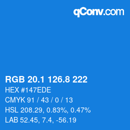 Color code: RGB 20.1 126.8 222 | qconv.com