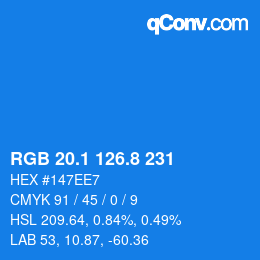 Color code: RGB 20.1 126.8 231 | qconv.com
