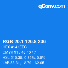 Color code: RGB 20.1 126.8 236 | qconv.com