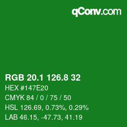 カラーコード: RGB 20.1 126.8 32 | qconv.com