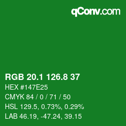 カラーコード: RGB 20.1 126.8 37 | qconv.com