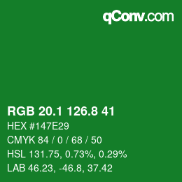 カラーコード: RGB 20.1 126.8 41 | qconv.com