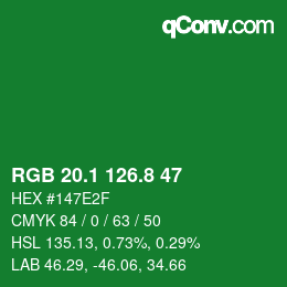 カラーコード: RGB 20.1 126.8 47 | qconv.com