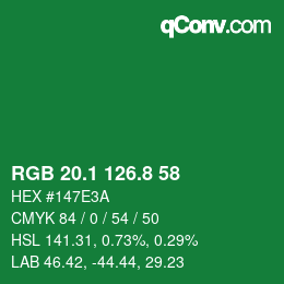 カラーコード: RGB 20.1 126.8 58 | qconv.com