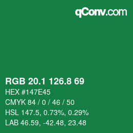 カラーコード: RGB 20.1 126.8 69 | qconv.com