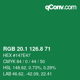 カラーコード: RGB 20.1 126.8 71 | qconv.com