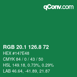 カラーコード: RGB 20.1 126.8 72 | qconv.com