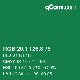 カラーコード: RGB 20.1 126.8 75 | qconv.com