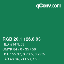カラーコード: RGB 20.1 126.8 83 | qconv.com