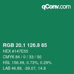 カラーコード: RGB 20.1 126.8 85 | qconv.com