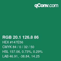 カラーコード: RGB 20.1 126.8 86 | qconv.com