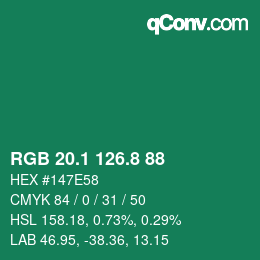 カラーコード: RGB 20.1 126.8 88 | qconv.com