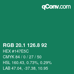 カラーコード: RGB 20.1 126.8 92 | qconv.com