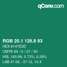 カラーコード: RGB 20.1 126.8 93 | qconv.com