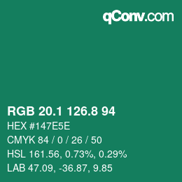 カラーコード: RGB 20.1 126.8 94 | qconv.com