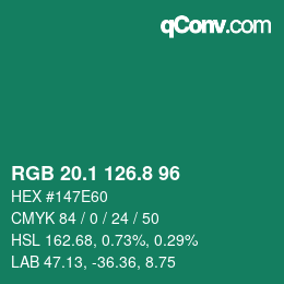 カラーコード: RGB 20.1 126.8 96 | qconv.com