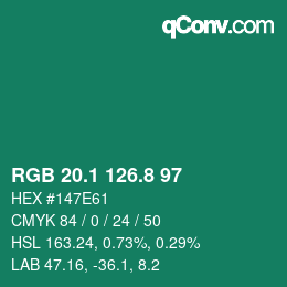 Color code: RGB 20.1 126.8 97 | qconv.com