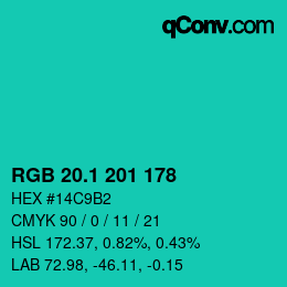 カラーコード: RGB 20.1 201 178 | qconv.com