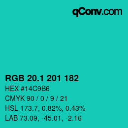 カラーコード: RGB 20.1 201 182 | qconv.com