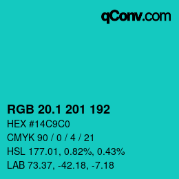 カラーコード: RGB 20.1 201 192 | qconv.com