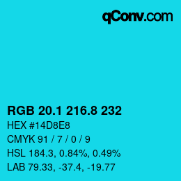 カラーコード: RGB 20.1 216.8 232 | qconv.com