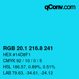 カラーコード: RGB 20.1 216.8 241 | qconv.com