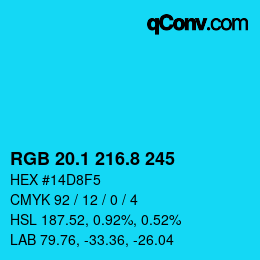 カラーコード: RGB 20.1 216.8 245 | qconv.com