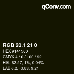 Color code: RGB 20.1 21 0 | qconv.com
