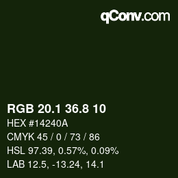 カラーコード: RGB 20.1 36.8 10 | qconv.com