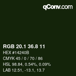 カラーコード: RGB 20.1 36.8 11 | qconv.com