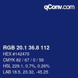 カラーコード: RGB 20.1 36.8 112 | qconv.com