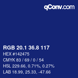 カラーコード: RGB 20.1 36.8 117 | qconv.com