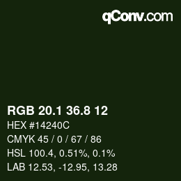 Color code: RGB 20.1 36.8 12 | qconv.com