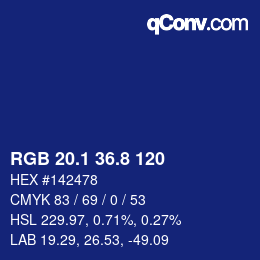 カラーコード: RGB 20.1 36.8 120 | qconv.com