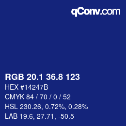 カラーコード: RGB 20.1 36.8 123 | qconv.com