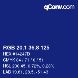 カラーコード: RGB 20.1 36.8 125 | qconv.com