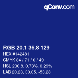 カラーコード: RGB 20.1 36.8 129 | qconv.com