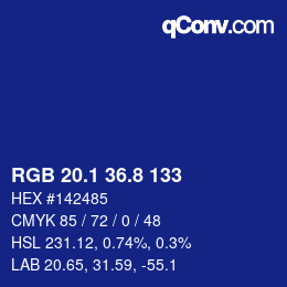カラーコード: RGB 20.1 36.8 133 | qconv.com