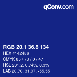 カラーコード: RGB 20.1 36.8 134 | qconv.com