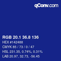 カラーコード: RGB 20.1 36.8 136 | qconv.com