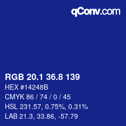 カラーコード: RGB 20.1 36.8 139 | qconv.com