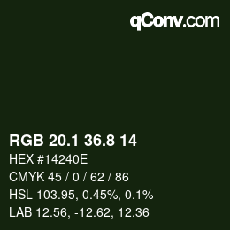 カラーコード: RGB 20.1 36.8 14 | qconv.com