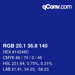 カラーコード: RGB 20.1 36.8 140 | qconv.com