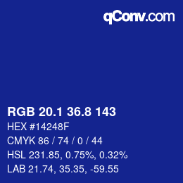 カラーコード: RGB 20.1 36.8 143 | qconv.com