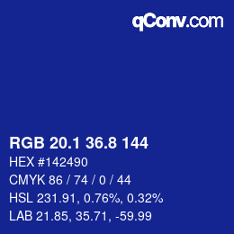 カラーコード: RGB 20.1 36.8 144 | qconv.com