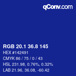 カラーコード: RGB 20.1 36.8 145 | qconv.com