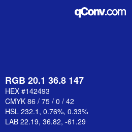 カラーコード: RGB 20.1 36.8 147 | qconv.com