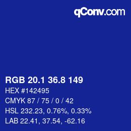 カラーコード: RGB 20.1 36.8 149 | qconv.com
